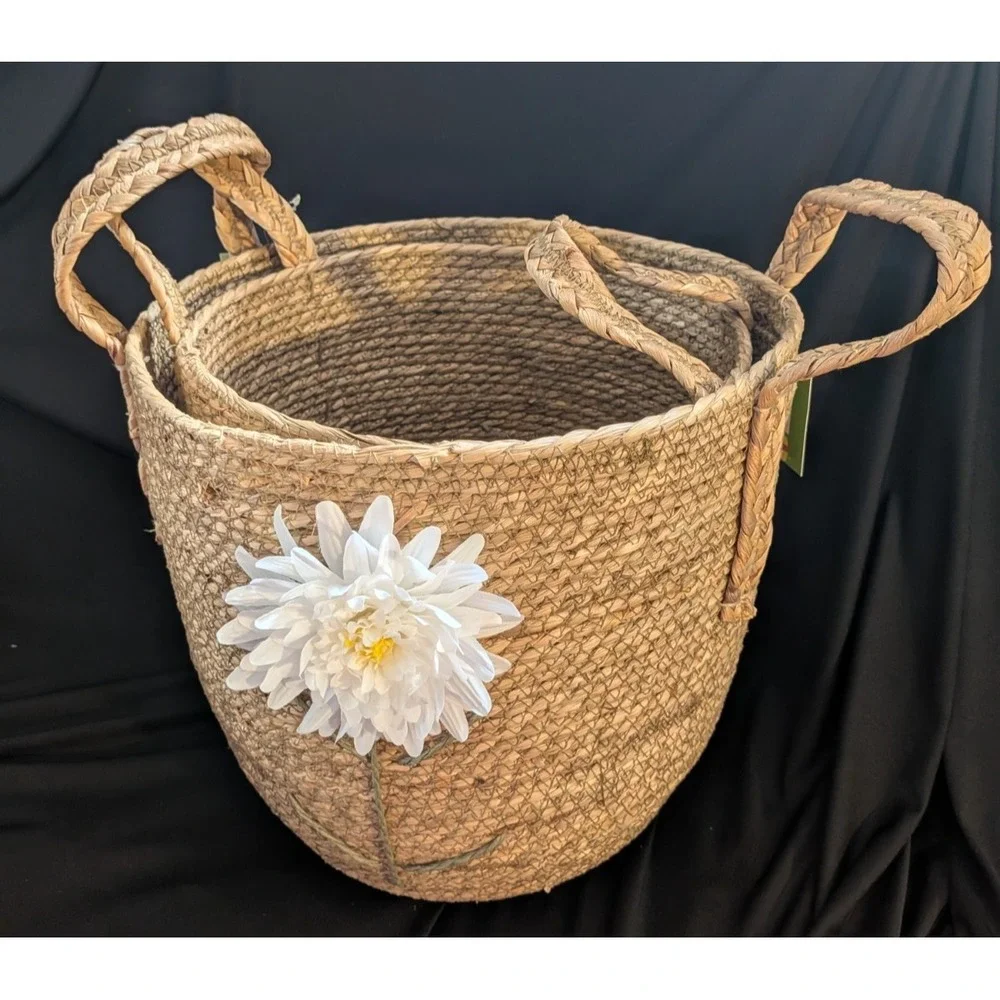SET OF 2 LARGE NESTING‎ WOVEN BASKETS - NEW